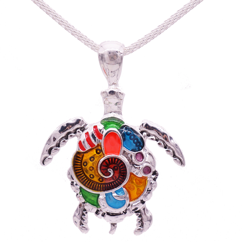 

Fashion Animal Turtle Necklace & Pendants Bright Colors Enamel Tortoise Multi Necklace Women Sea Jewelry Anime Christmas Gifts