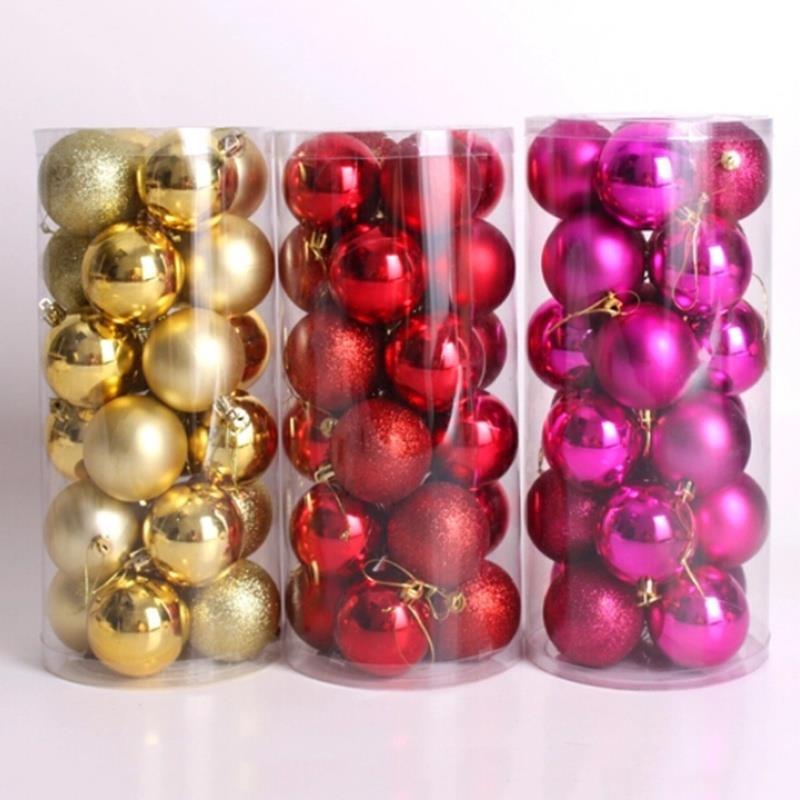 

24Pcs Glitter Christmas Balls Home Party Xmas Tree Hanging Ornament Decoration