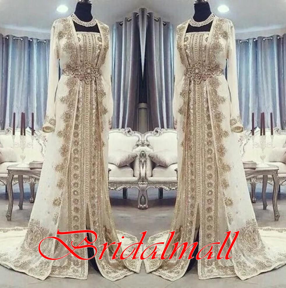 

Moroccan Caftan Kaftan Evening Dresses 2020 Modest Dubai Abaya Arabic Long Sleeves Amazing Gold Embroidery Prom Formal Gowns robes de soirée, Black