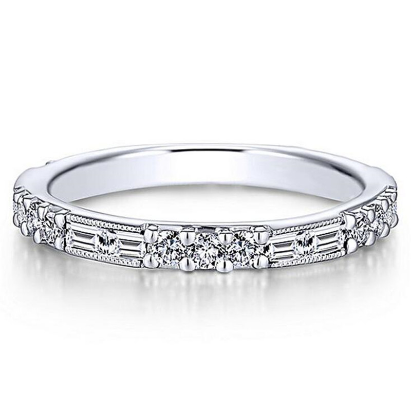 

Choucong Fashion Jewelry 925 Sterling Silver Princess Cut White Topaz CZ Diamond Promise Women Wedding Engagement Band Ring For Lovers' Gift