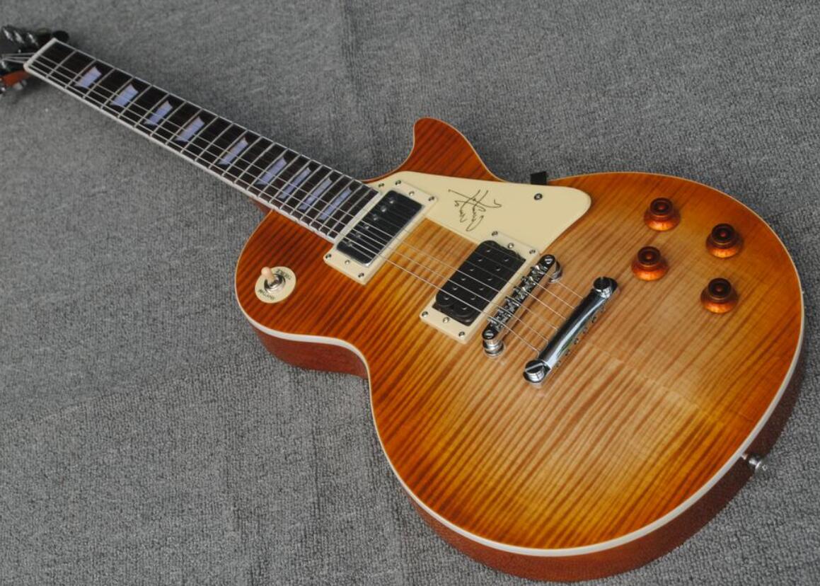 

Custom 1959 R9 VOS Light Brown Tobacco Sunburst Jimmy Page No. 1 Electric Guitar Fat Tiger Flame Maple Top, Cream Pickguard, Grover Tuners