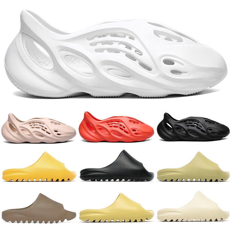 

Kanye West Slides Foam Runner Sandals Slippers for men women Trainers Triple Black White Red Resin Bone Desert Sand Size 36-45
