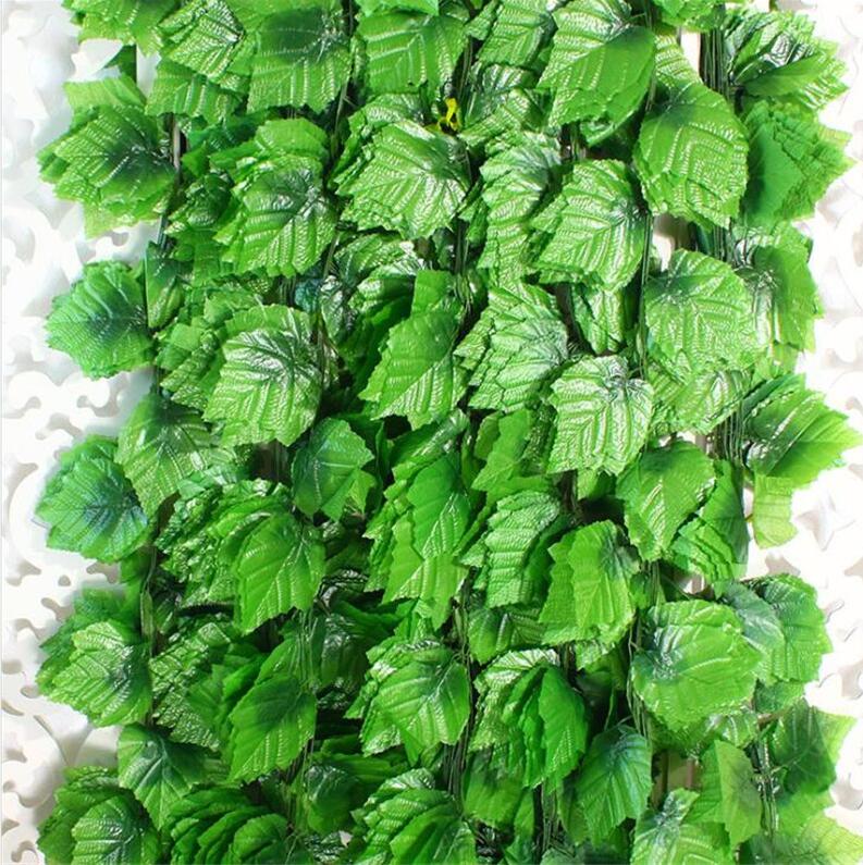 

12pcs Atificial Fake Hanging Plant Leaves 2 .4m Garland Home Garden Wall Decoration Plastic Green Field Atificial Grape Leaf Vine