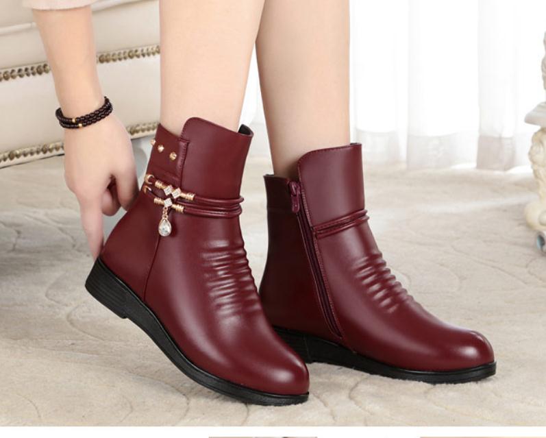 2018 Women's Boots in winter with New style flat bottom round head Plus velvet Keep warm Non-slip@02