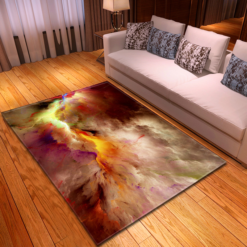 

Fashion Artistic Painting Area Rug Parlor Non-slip Dining Room Rug Bedroom Bedsider Flannel Home Decorative Carpet Living Room, No-6