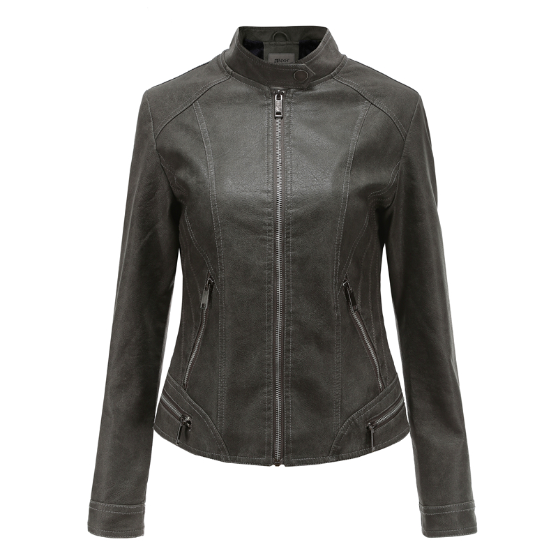 

Women Faux Leather Jackets Slim Casual Long Sleeve Zipper Short Moto Biker PU Jacket Bomber Coat, Red