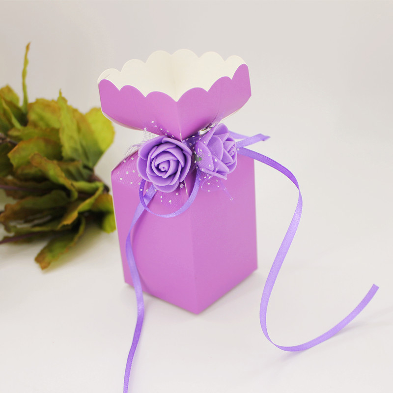 

25Pcs Candy Box Vase Shape Wedding Party Paper Favors Gift Exquisite Ribbon
