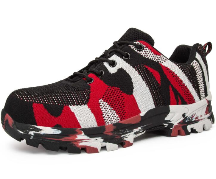 

Outdoor Large smash anti puncture labor protection shoes anti slip safety protection steel head shoes fly woven breathable sports yakuda local online store, Army green