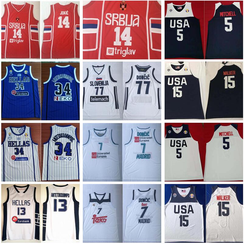 

Team Serbia Nikola Jokic Jersey Srbija Greece Hellas Giannis Antetokounmpo Slovenija Real Madrid Luka Doncic Kemba Walker Donovan Mitchell, 14