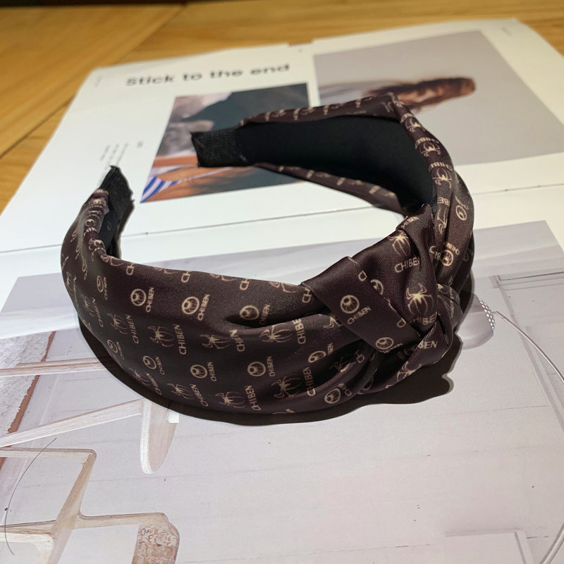 

Risyh New pattern cloth art simple letters solid color knotted wide-brimmed hair band headband ladies Korean hair accessories