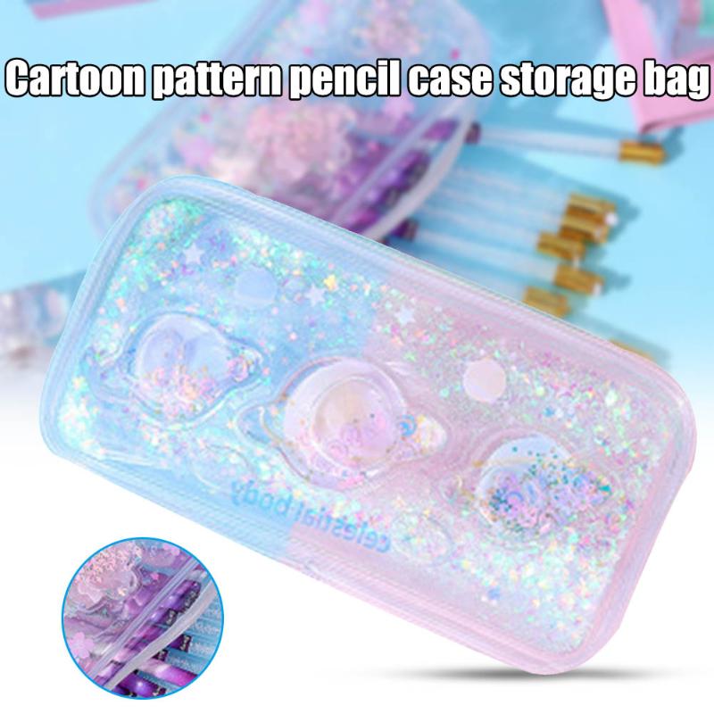 

New Arrival Cute Cartoon Transparent Pencil Case School Office Stationery Makeup Bag