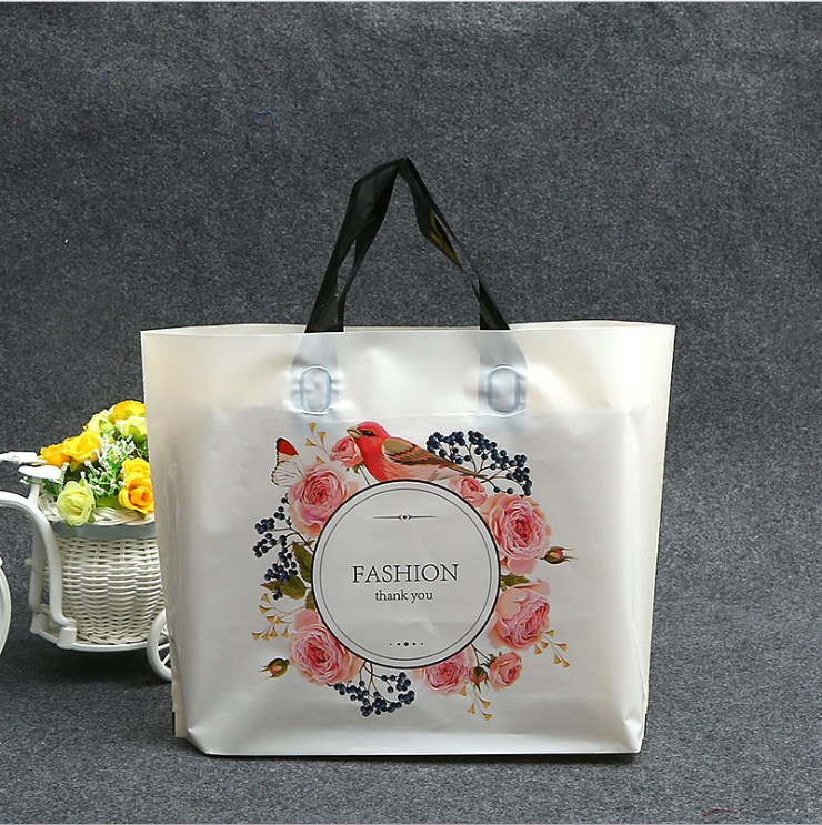 

50pcs Thicken Plastic Loop Handle Gift Bag Clothing Boutique Shopping Bag