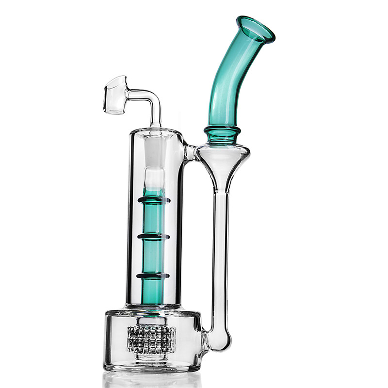 

Dark Green Matrix Bong Hookahs Recycler Dab Rigs Glass Water Bongs Hookah with Banger