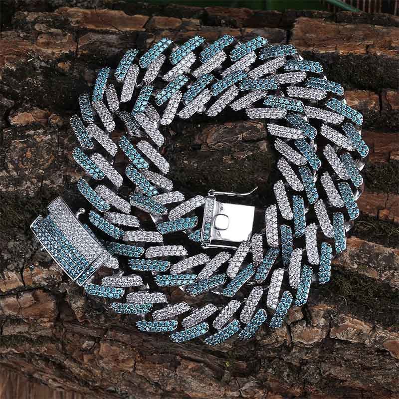 

Mint Green Colour System Both Color Male Person Necklace Full Zircon Bar Hiphop Long Buckle Necklace