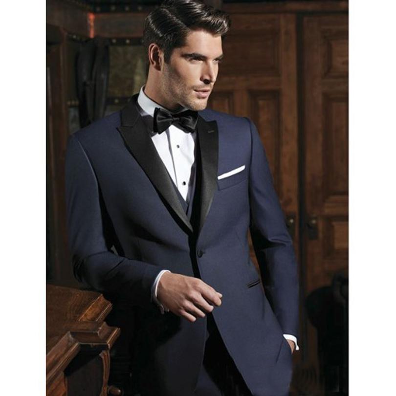 

Popular Two Buttons Groomsmen Peak Lapel Groom Tuxedos Men Suits Wedding/Prom Best Man Blazer ( Jacket+Pants+Vest+Tie) 556, Same as image