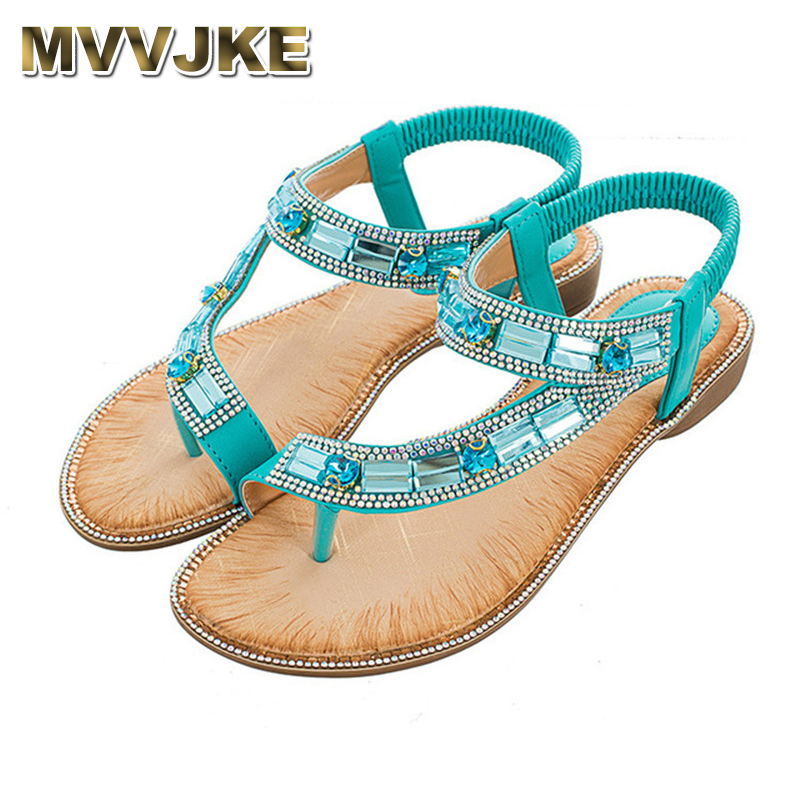 

MVVJKE Ladies Summer Shoes Bohemian Style Blue Red Fashion Sandals Women Lattice Stripe Flat Sole Beach Shoes, Apricot