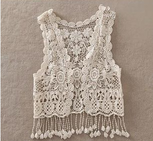 

Sexy Beach Embroidery Vintage Retro Sweet Cute girls Crochet Floral Hollow Lace Vest outwear Slim Bohemia Tank Top A5957, White