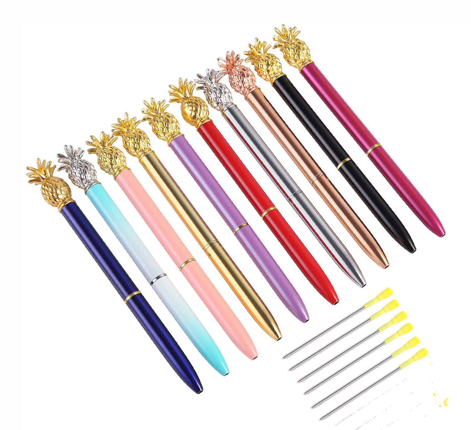 

2018 NEW Designer Creative Pineapple Head Metal Ballpoint Pens Fashion Luxury Pen Chrismas Gift WeddingOffice School Wrinting Tool, Show in specification