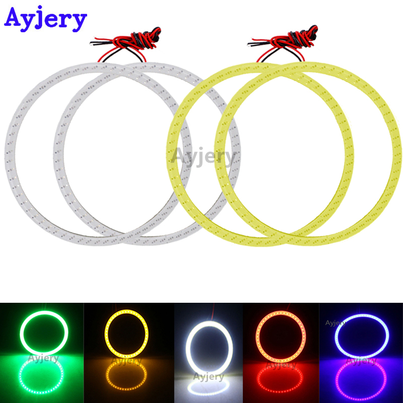 

AYJERY 2pcs(1pair) Angel Halo Rings COB 60MM 70MM 80MM 90MM 100MM 110MM 120MM Angel Eyes Motorcycle Car Headlight 6V-12V White