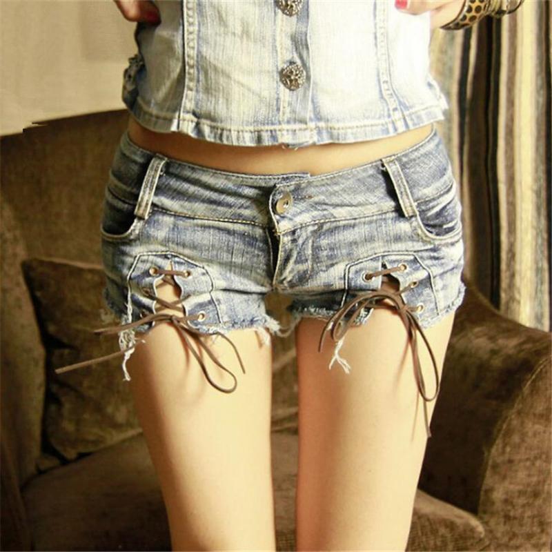 

Ladies Short Jeans Short Women Fashion Sexy Low Waist Split Drawstring Beach Vacation Denim Shorts, Blue