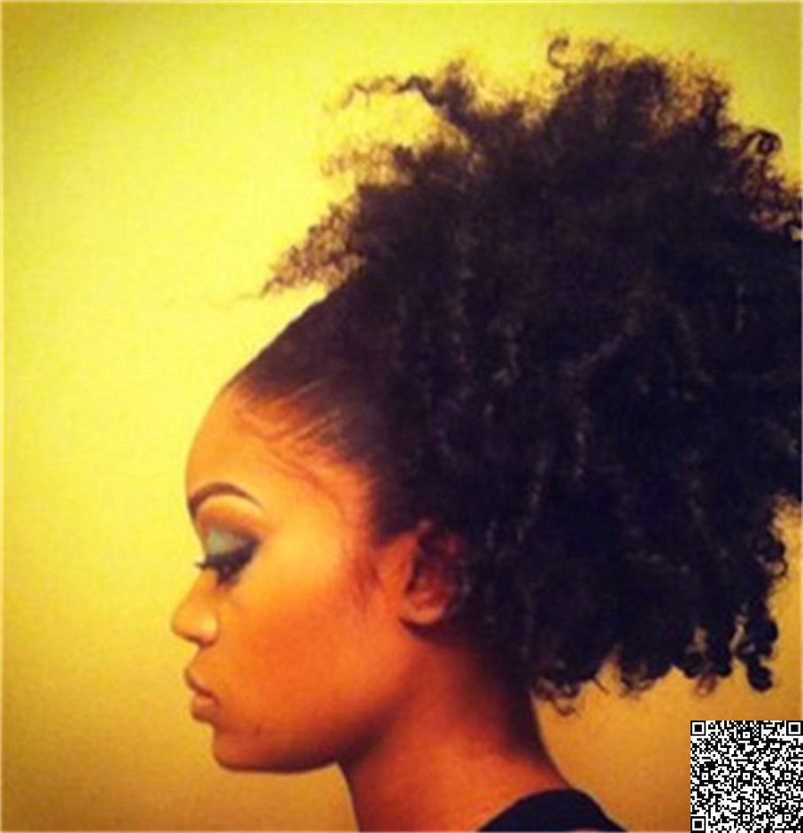 

Short high afro puff ponytail Clip in afro kinky curly black indian remy hair wrap around drawstring ponytails 100g-140g