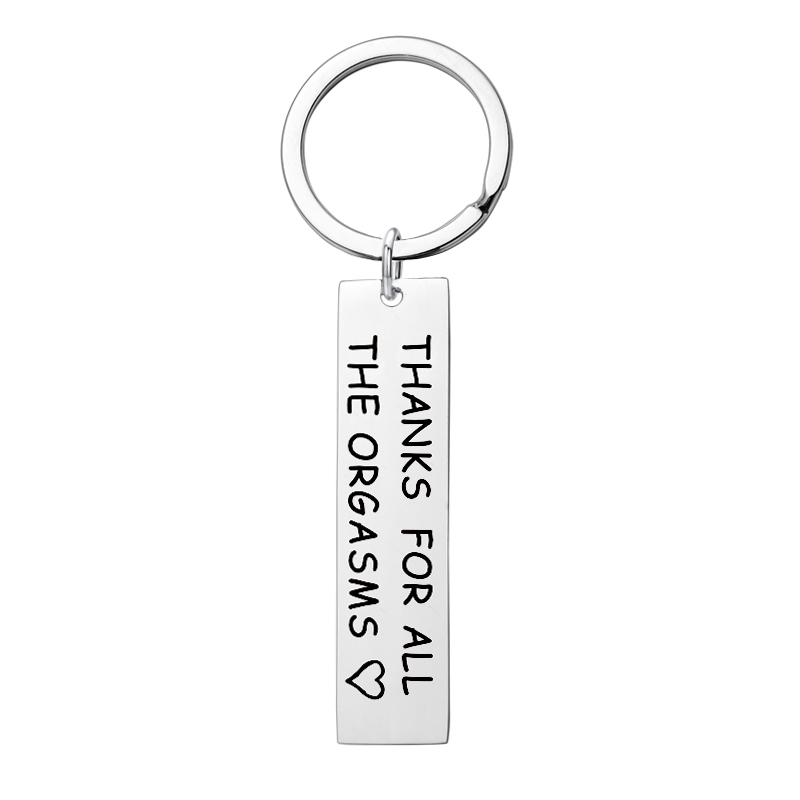 

Give To My Boyfriend Husband Engraved Thank for All The Orgasms Naughty Gift Idea Key Ring Couple Keychain Funny Romantic Gift, Slivery;golden