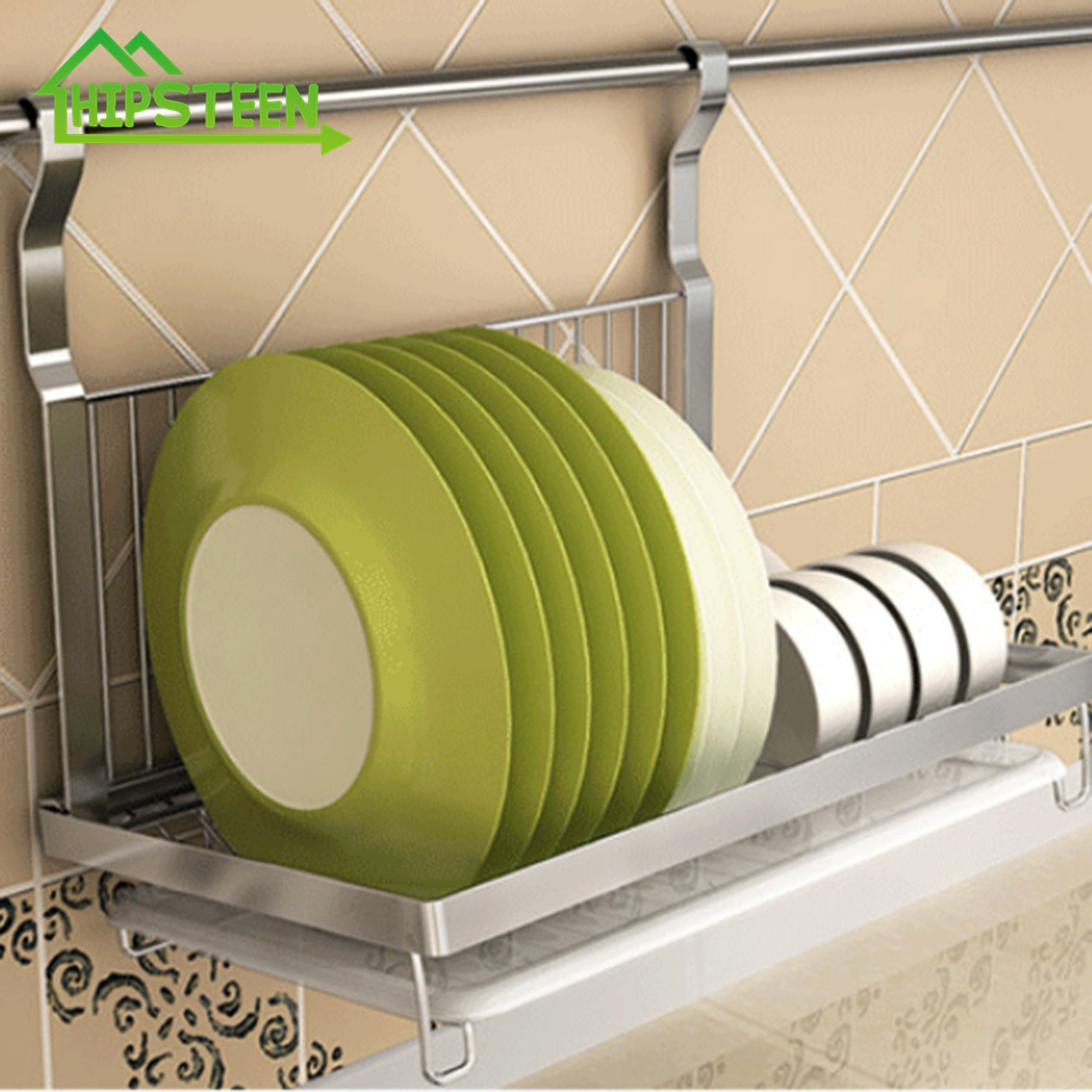 

Stainless Steel Folding Hanging Dish Rack Draining Bowl Rack Plates Organizer Tableware kitchen Stoarge Kitchen Organizer Shelf T200319