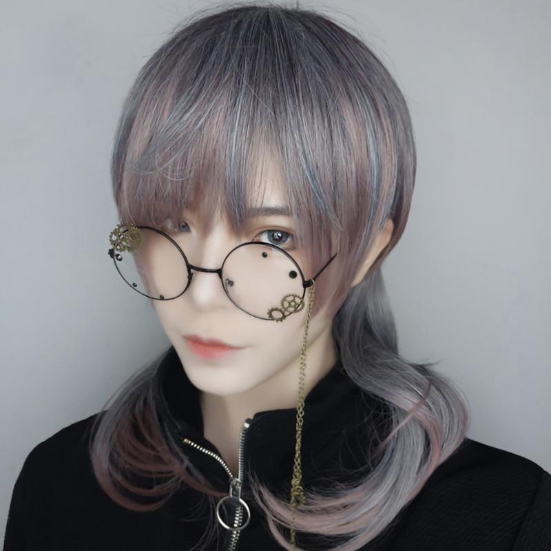 

AILIADE 17" Cosplay Wigs Straight Bangs Mixed Colors with Ponytail Natural Fake Hair for Men Women Cosplay Party Anime Halloween, T1b/613