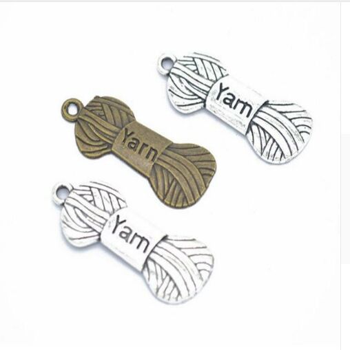 

100PCS/lot Antique Silver Bronze Yarn Skein Knit Charms Pendant for Jewelry Making Bracelet Accessories DIY 31x12mm, Bronze;silver