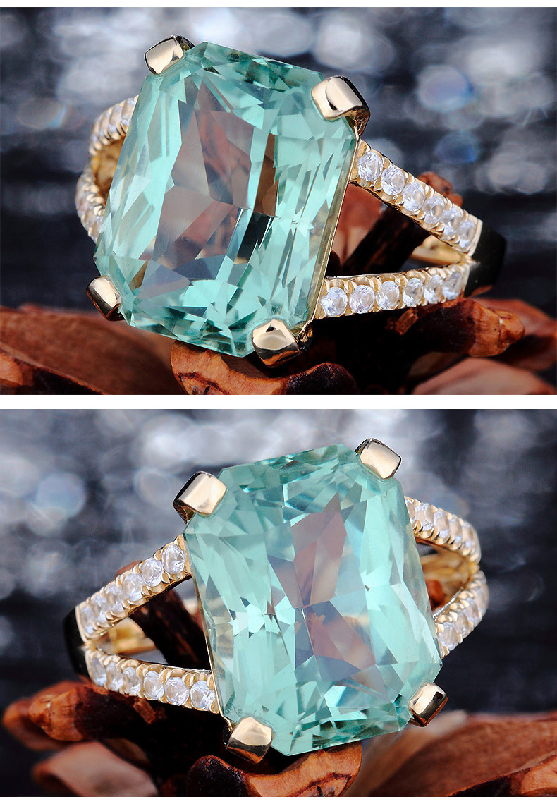 

2018 New Arrival Fashion Green Square Zircon Crystal Women Ring Luxury Engagement Wedding Ring Fashion Party Jewelry Size 6-10
