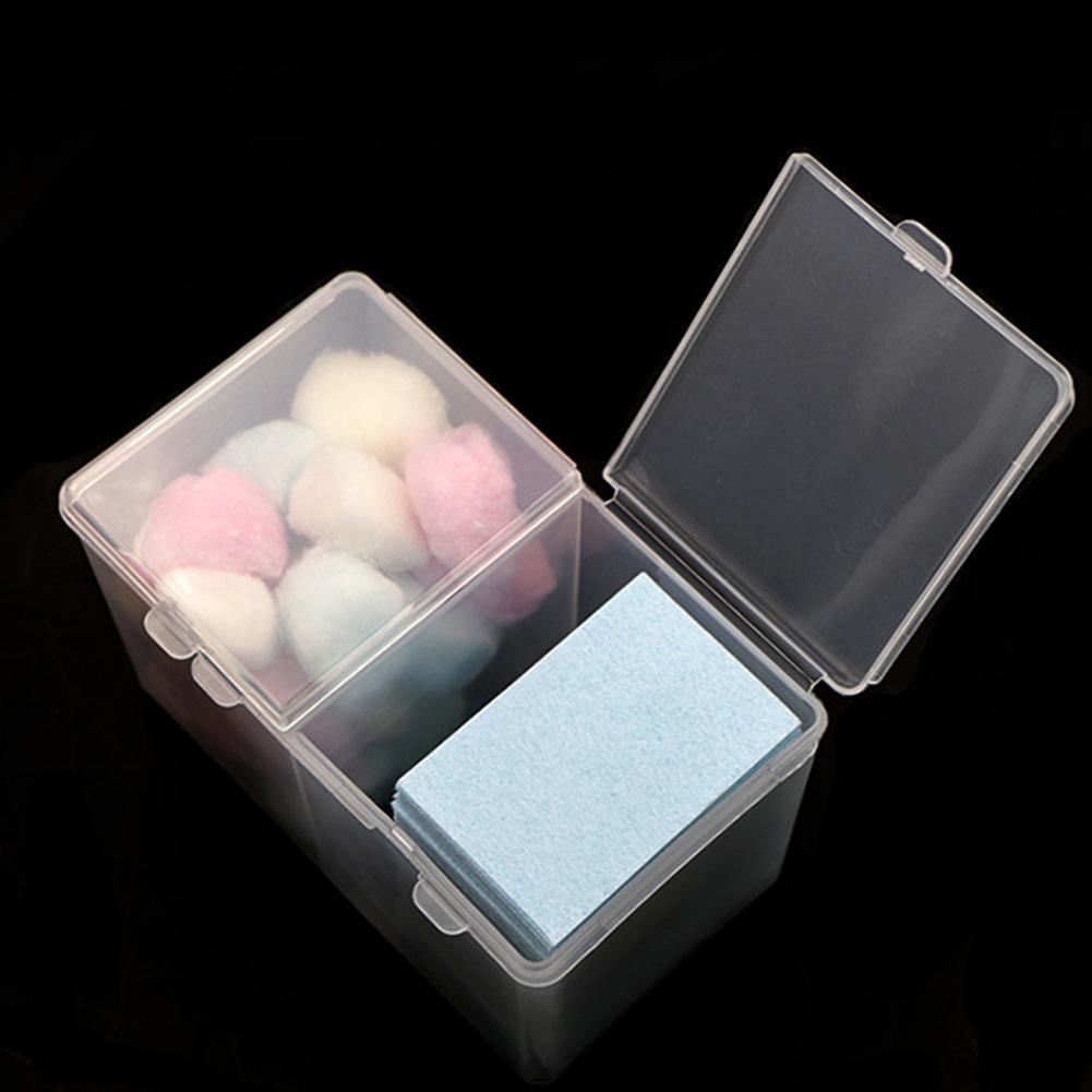 

Translucent 2 Grid Cotton Pad Swab Storage Box Case Nail Art Tool Organizer Cotton Holder Fashion, Army green