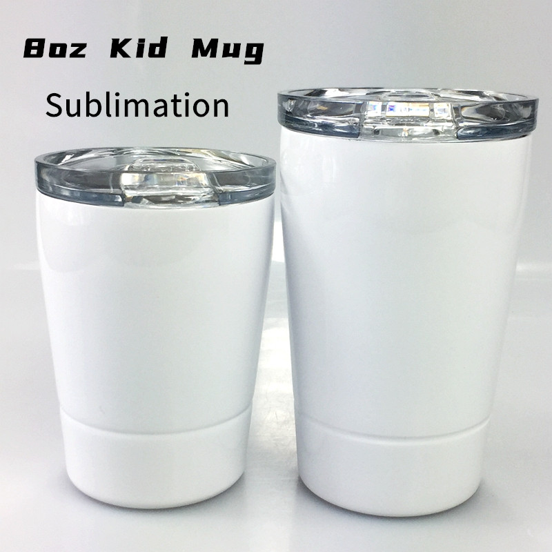

DIY Sublimation 8oz White Kid Mug with Lid Stainless Steel Double Layer Wine Glasses Insulated Child Sippy Cup with Straw Water Bottles