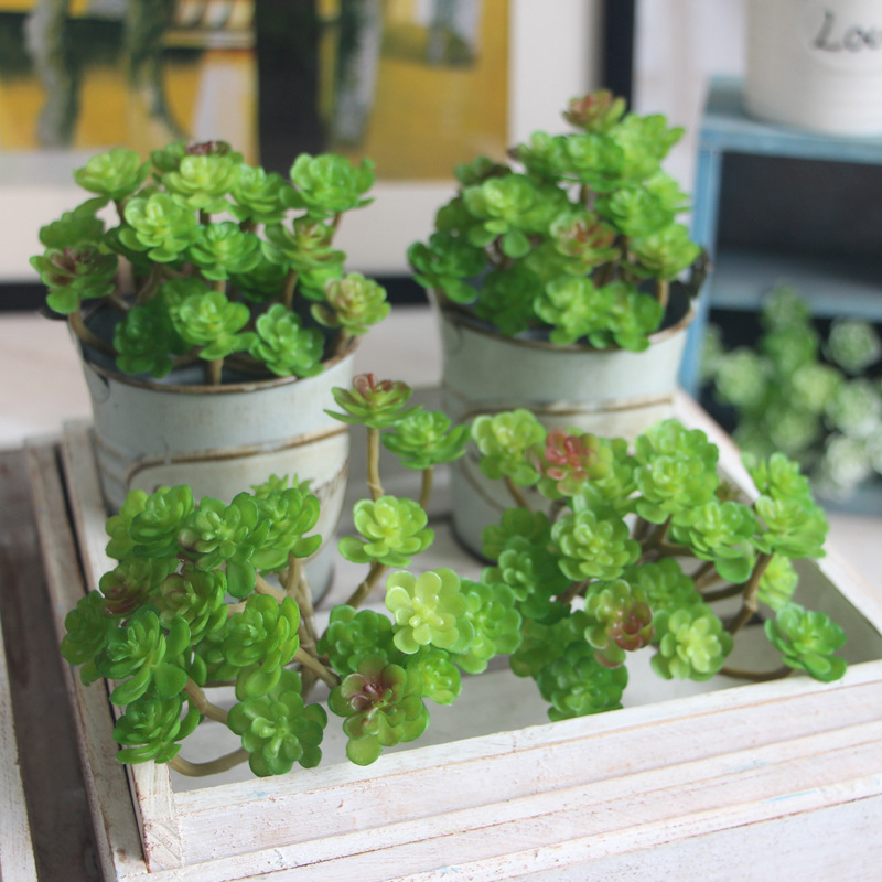 

1PC 24 heads Creative Artificial Plant Fake Succulent Landscape Land Lotus Rare Plants Flower DIY Home Garden Wedding Decoration, Green