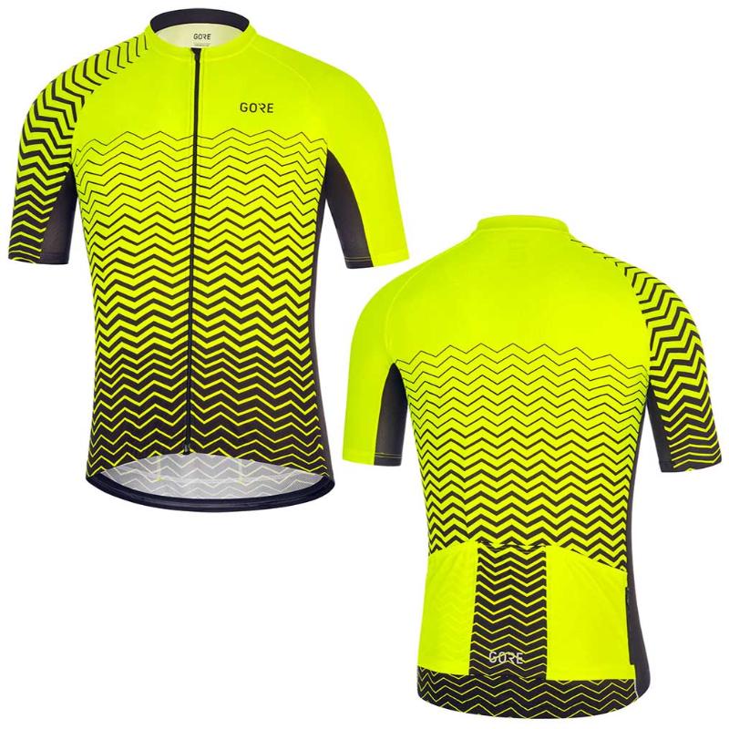 

2020 Summer Men Yellow GORE Bike Shirt Team Bicycle Racing Short Sleeve Jersey Pro Outdoor Sport Cycling Jersey Road Clothing, 02
