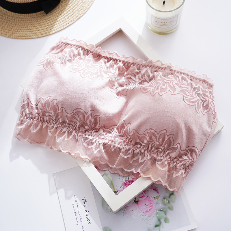 

Strapless Tube Top Lace Bandeau Seamless Chest Bottoming Bra Unpadded Bandeau For Women Underwear Dress, 3pcs c