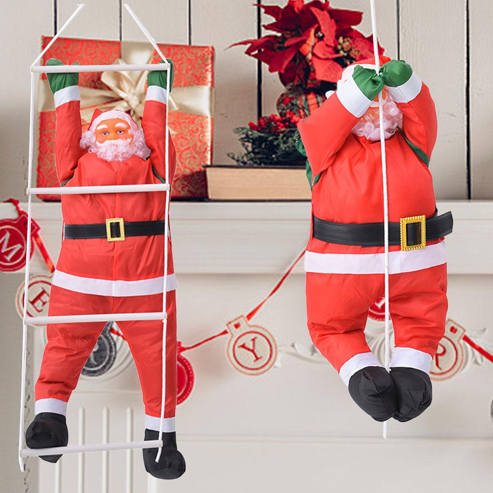 

60CM Climbing Rope Ladder Santa Claus Christmas Decorations Outdoor Santa Claus Doll Pendant