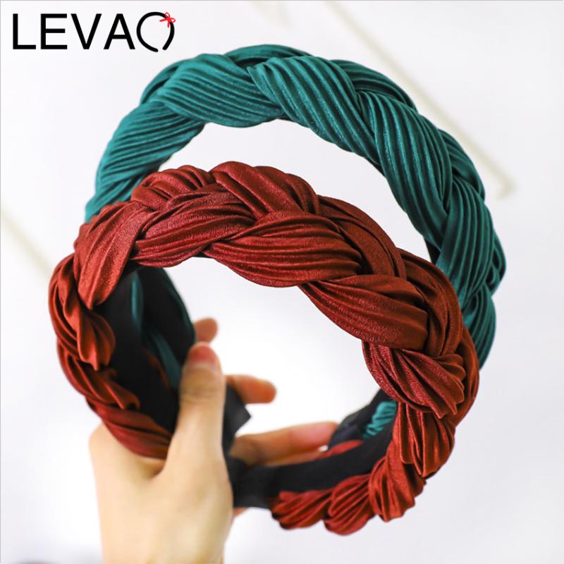 

Levao Twist Braid Headbands Silk Satin Crease Hairbands Korean Fashion Solid Color Head Bezels Lady Hair Accessories Hair Hoops