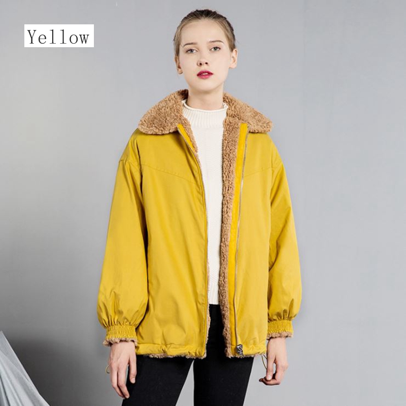 

Woolen New style winter female jacket women yellow Parker style coats Double faced thick woman's clothes autumn pink outercoat