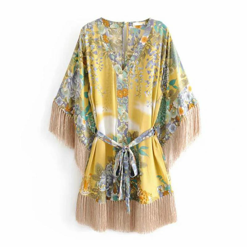 Damen Cardigan Cover Up Bikini Bestickt Bademode Quaste Mantel Strand Spitze H//J