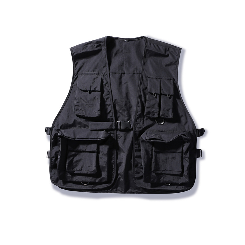 Poches multiples Cargo Vest Hip Hop Vest Men Dad Core Veste sans manches Gilet Homme Streetwear