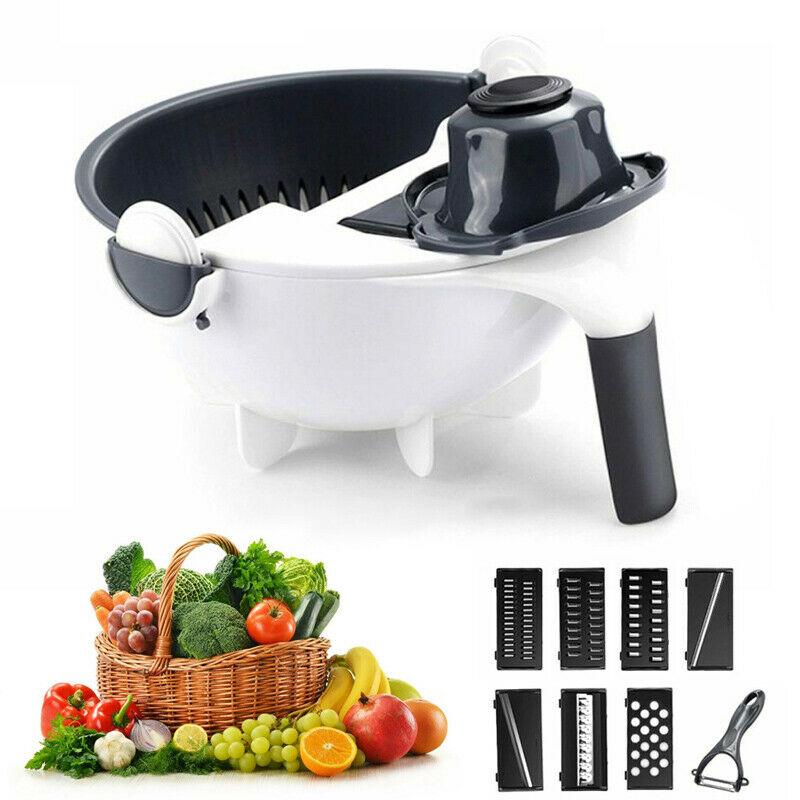 

Kitchen Vegetable Cutter Magic Rotate The Vegetable Cutter With Drain Basket Multi-functional Kitchen Veggie Fruit Shredder Grater Slicer