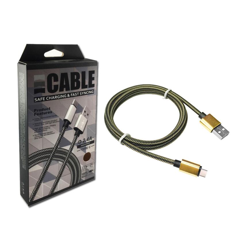 

Type C Cables Nylon mesh Braided Micro usb fast charging 1m 3ft cable for samsung galaxy android phone with retail box, Mixed color