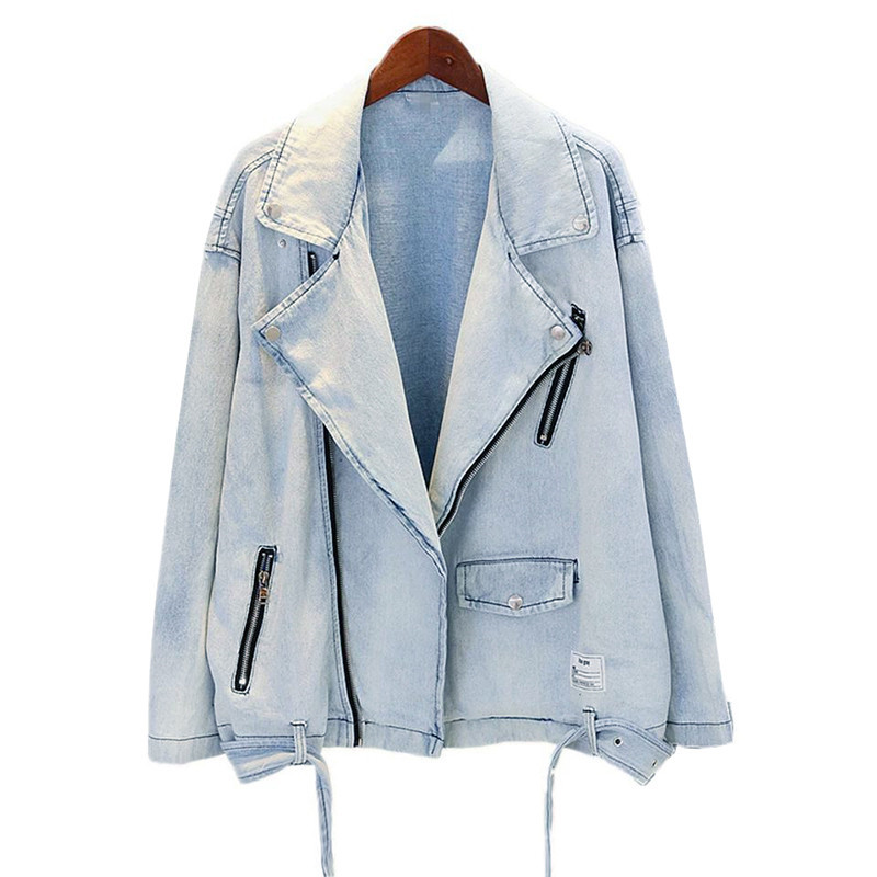 

Spring Autumn Vintage Jeans Jacket Women Harajuku Large Lapel Denim Coat Female 2019 New Fashion Long Sleeve Student Outwear, Photo color