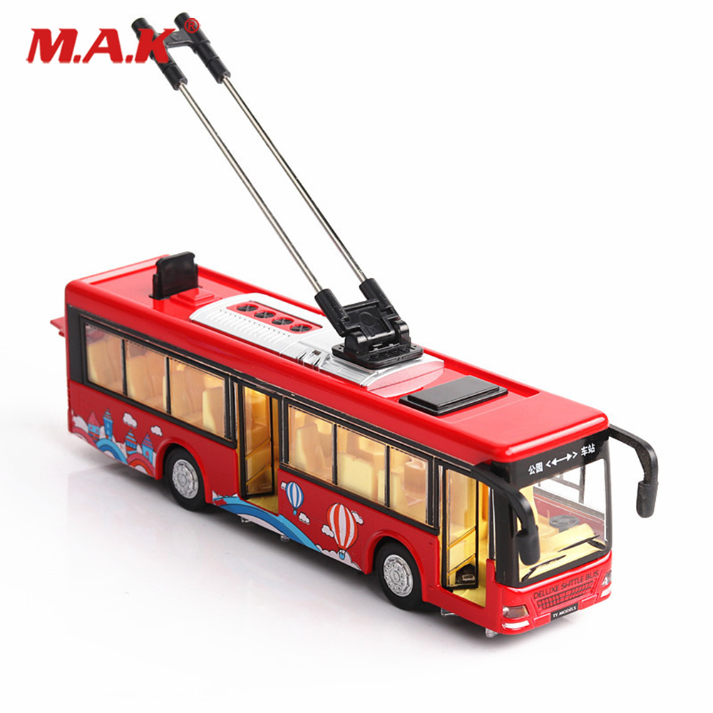 

20cm kids toys Alloy sightseeing bus model 1/32 trolley bus diecast tram bus vehicles car toy W light & sound collections