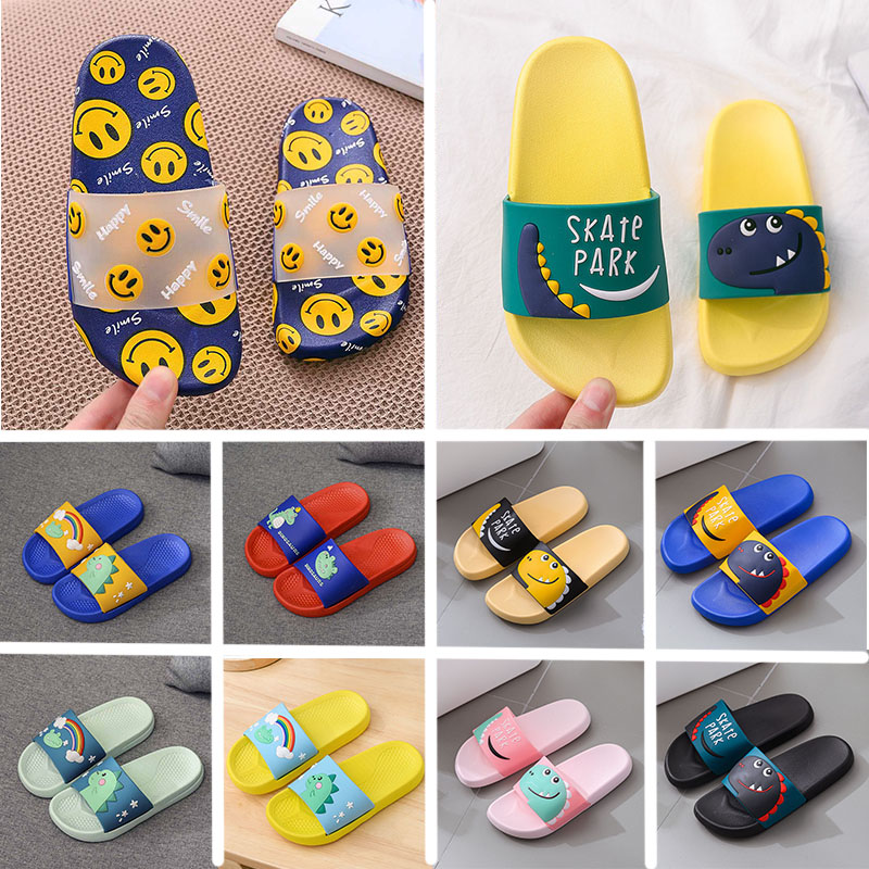 

2020 Online Slippers PVC Summer Women Men Sandals Home Shoes Blue Red Pink Yellow Indoor Children anti slip flip flops Kids Cute Shoes, A16 22-41 (2)