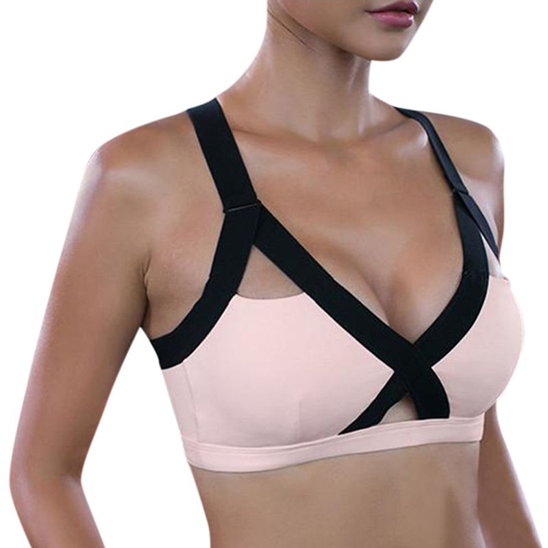 

Summer Yoga Sport Bra Top Women Shockproof Sexy Sports Bras Cross Straps Breathable Fitness Running Vest Top Sportswear, Black