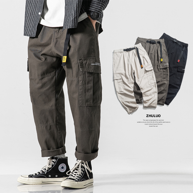 

Men Loose Casual Straight Cargo Pants Vintage Streetwear Hip Hop Harem Trousers Male Wide Leg Pants Jogger Sweatpants, Black