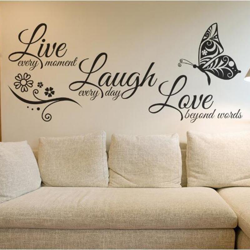 

Decor Wall sticker Live Laugh Love Quotes Butterfly Art Living Room Decal
