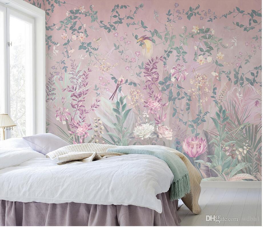 

3d room wallpaper cloth custom photo Flowers and birds wild flowers Nordic pastoral wallpaper for walls 3 d print fabric wall covering, Picture shows