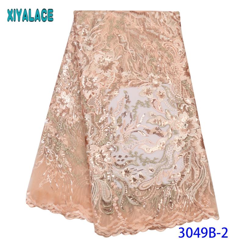 

Latest African Laces 2020 Sequin Lace Fabric French Embroidered Net Lace Fabric Hot Sale Sequence Laces Fabrics KS3049B